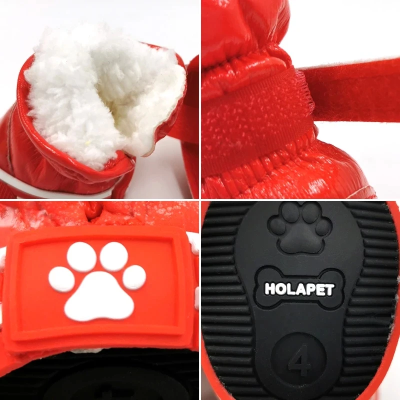 Zapatos impermeables para perros pequeños y medianos, botas de nieve cálidas para invierno para cachorros, zapatos ajustables para exteriores, zapatillas para mascotas Chihuahua Pug - imagen 5