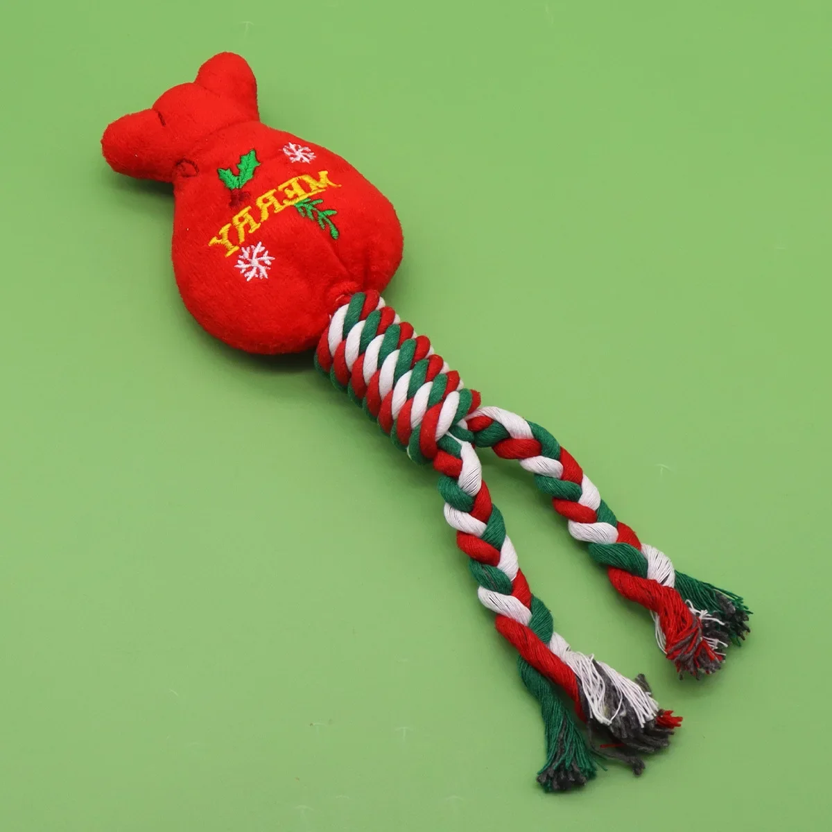 Juguetes con sonido para perros, nudo tejido, juguete navideño para mascotas, moler los dientes, juguete de peluche resistente para morder, no malo - imagen 4