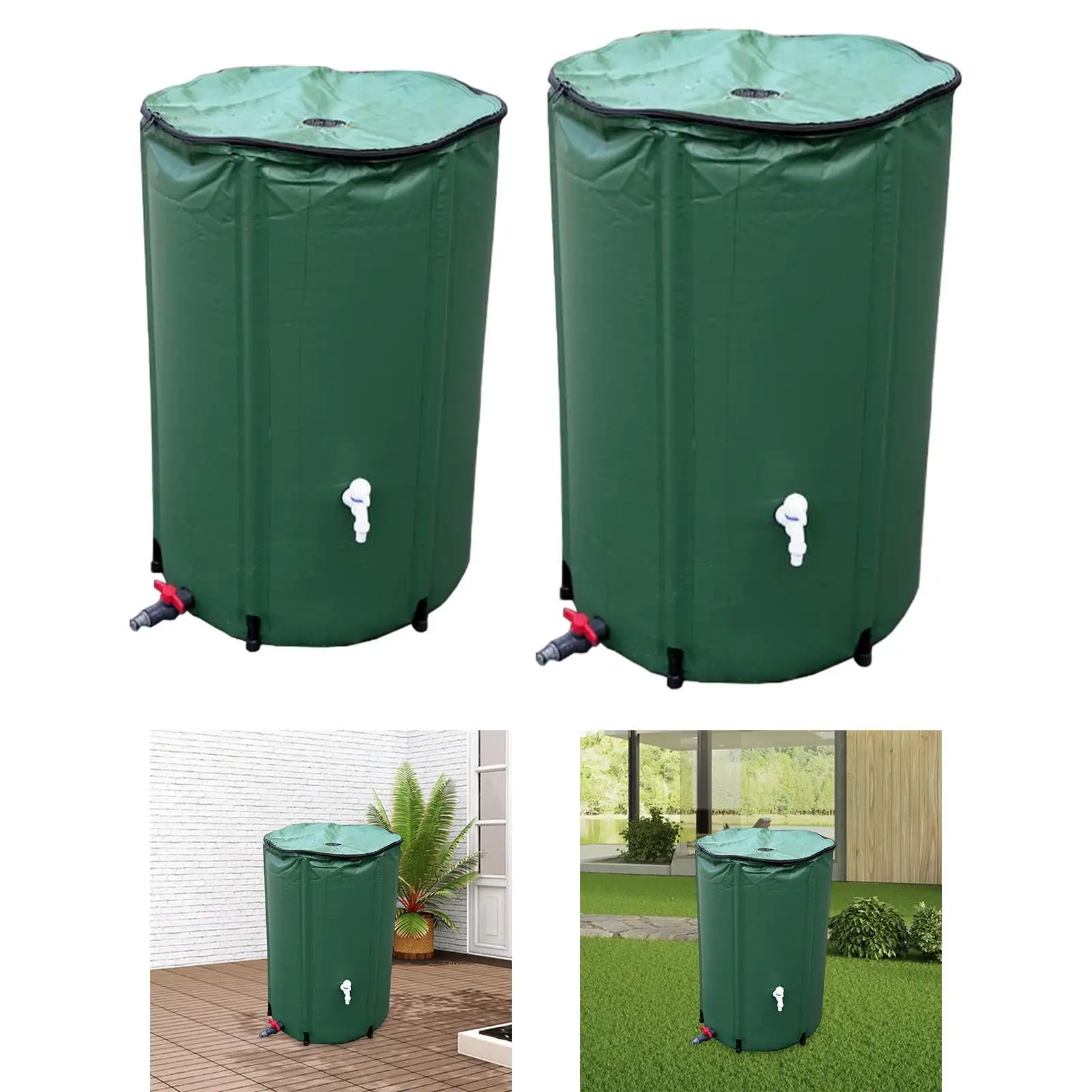 Tanque de almacenamiento de agua de lluvia plegable con Kit de desbordamiento, contenedor de recolección de agua, sistema de recolección - imagen 3