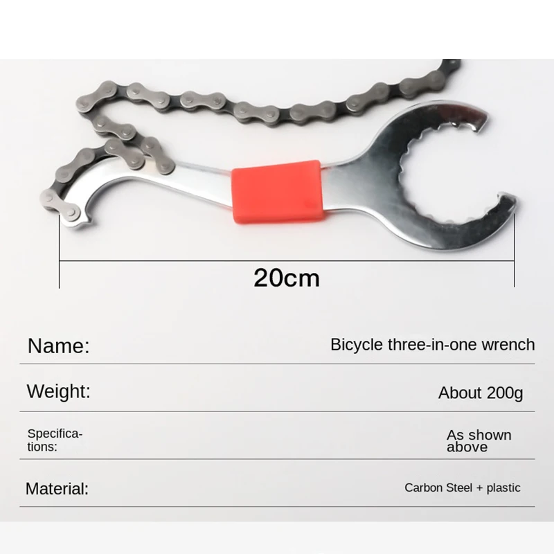 Llave de reparación de cadena de bicicleta multifuncional 3 en 1, llave de extracción de rueda libre para herramientas de Reparación de bicicletas de montaña y carretera, removedor de soporte - imagen 2