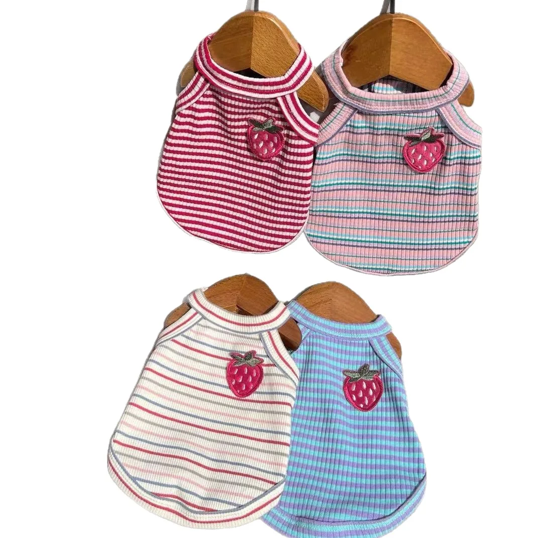 Camisola a rayas de primavera para mascotas, chaleco, ropa fina para perros pequeños, Schnauzer de peluche, Top para perros pequeños, ropa para cachorros - imagen 5