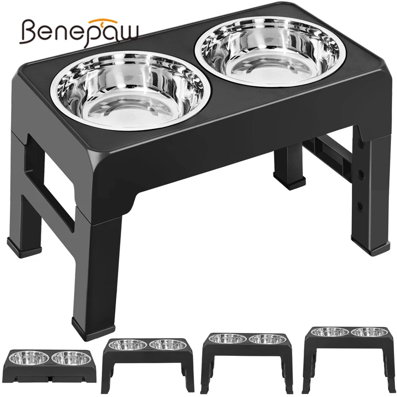 benepaw cuenco elevado acero inoxidable perros pequeños medianos grandes antideslizante 4 alturas ajustable