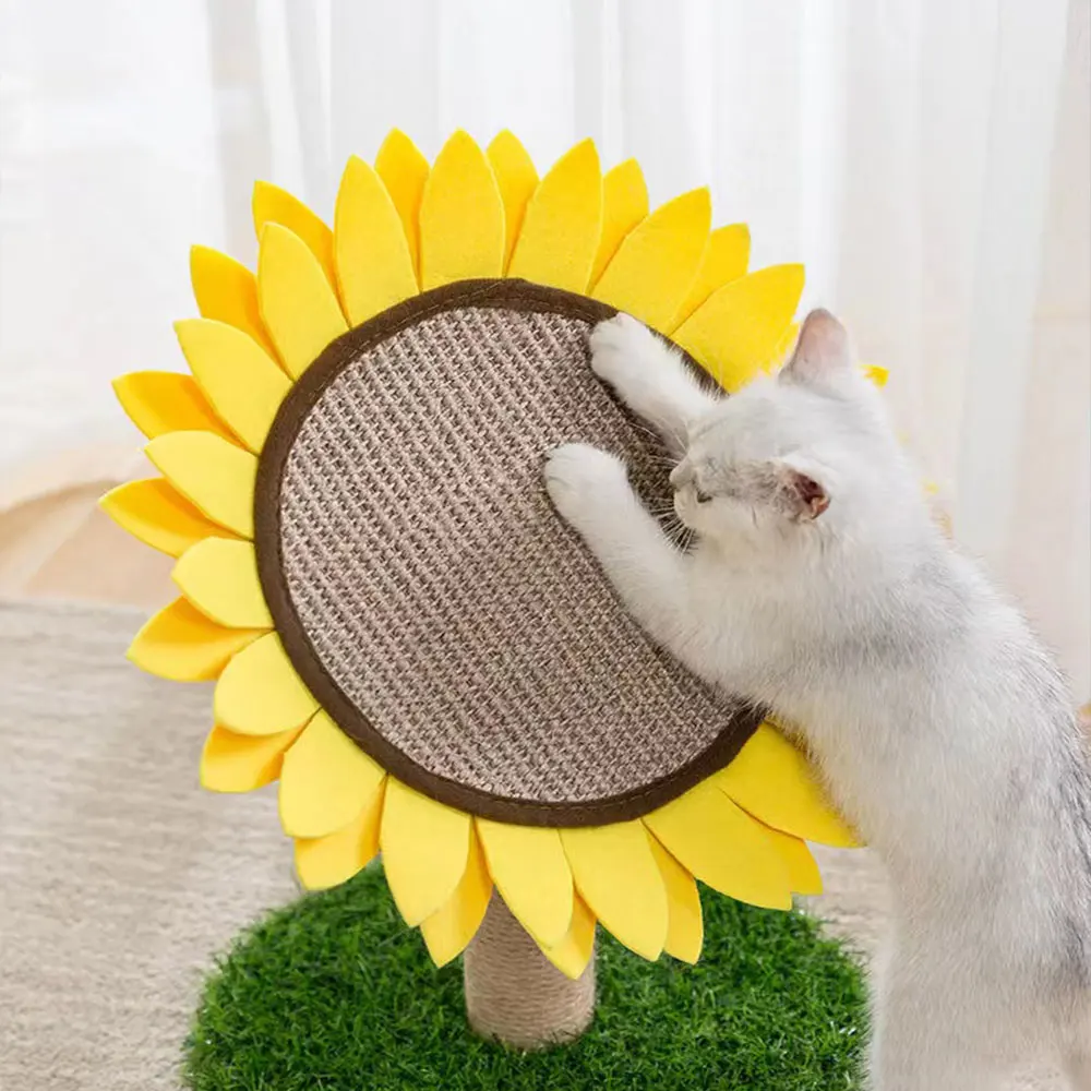 Sunflower Cat Tree Tower with Sisal Scratching Posts Kitten Claws Toy Furniture Protector Indoor Play House for Cats and Kittens - imagen 3