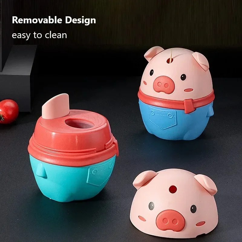 Dispensador de palillos dientes cerdito animado – Soporte mesa - imagen 4