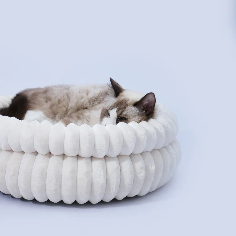 Cama redonda cálida para gatos y perros de jardín con acolchado grueso - imagen 3