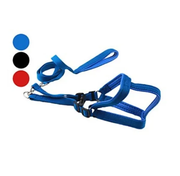 Correa de nailon de doble capa para gato, perro, cachorro, con arnés, juego de plomo para mascotas, arnés de correa para perro, arnés suave acolchado para perro