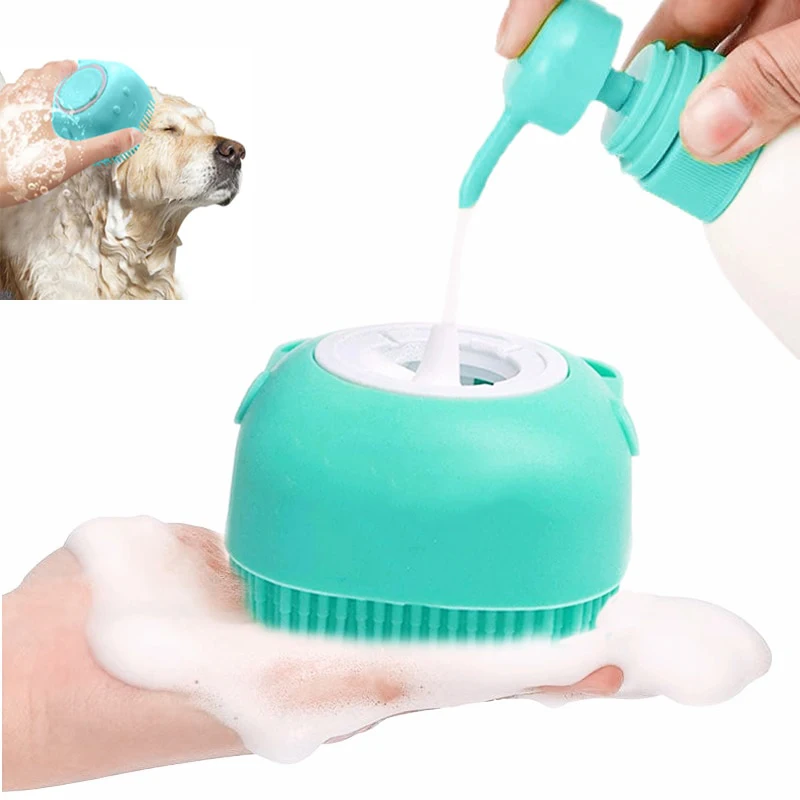 Cepillo de baño para mascotas, masajeador de silicona suave, Gel de ducha, herramientas de limpieza, peine, suministros de aseo para perros y gatos - imagen 4
