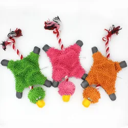 Juguete pato de peluche con cuerda y chirrido para perros – Resistente
