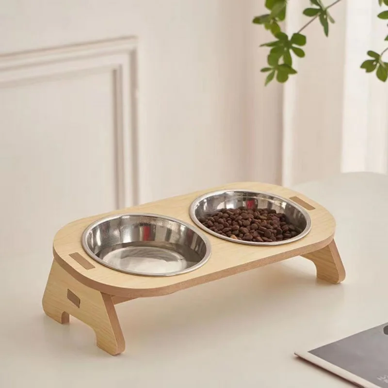 Cuencos elevados de madera para cachorros y gatos con soporte, soporte ajustable para cuencos de agua y comida para gatos, alimentador de conejos para mascotas pequeñas y medianas - imagen 5