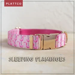 PLATTCO-collar de perro de diseño único con estampado de flamencos para dormir, hebilla de aleación de zinc de color claro de alta calidad, 5 tamaños, PDC313G