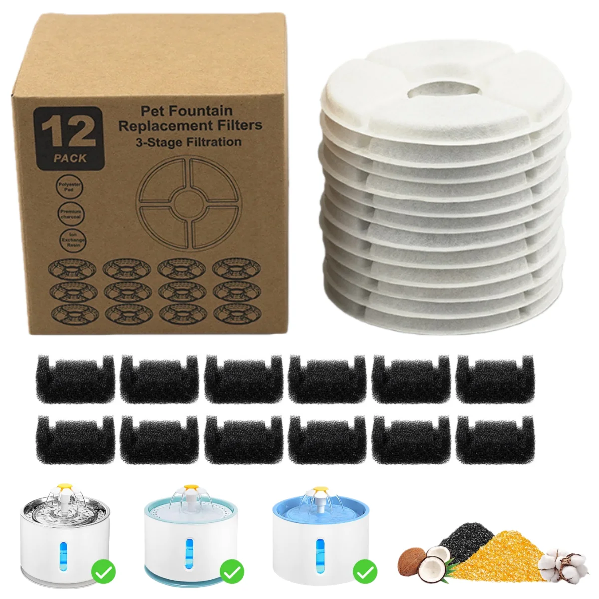 Filtros de carbón activado para fuentes agua gatos y perros