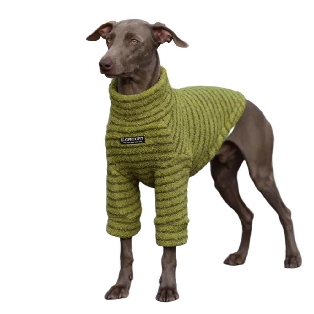 Suéter para perros 3XL para perros grandes, jersey de lana a rayas para perros, jersey de cuello alto, traje de invierno para mascotas para Labrador Retriever - imagen 2