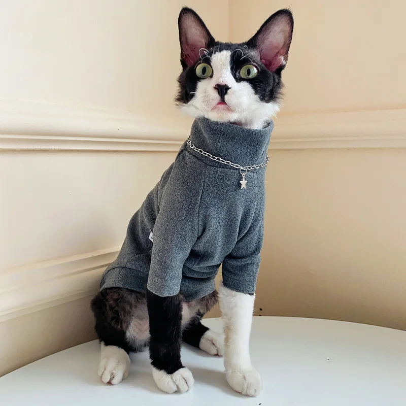 Sphynx-pijamas suaves para gato, mono cálido para perro pequeño, sudaderas con capucha, Disfraces para eshinx, ropa para gato - imagen 3