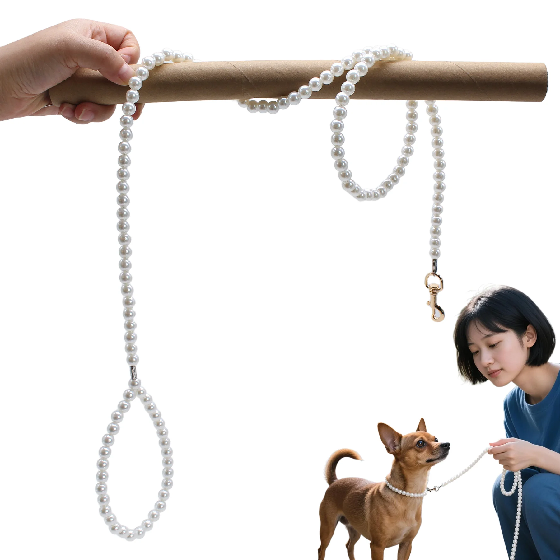 Correa decorate con piedras para perros y gatos – Color rosa - imagen 2