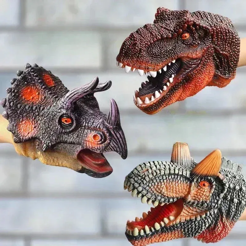 Marionetas de mano de dinosaurio, modelo de cabeza t-rex, juguete, colección de figuras de acción de animales suaves, regalo para niños, mundo de dinosaurio - imagen 2