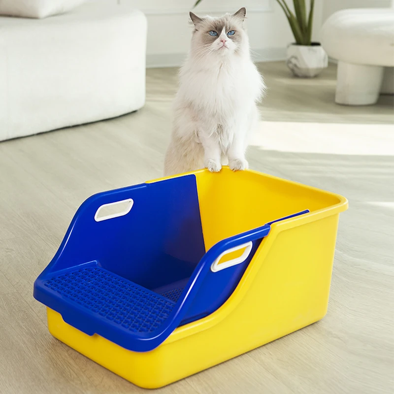 Suministros para gatos, inodoro, caja de arena para gatos, tamaño Extra grande semicerrado para evitar salpicaduras, caja de arena automática exterior - imagen 2