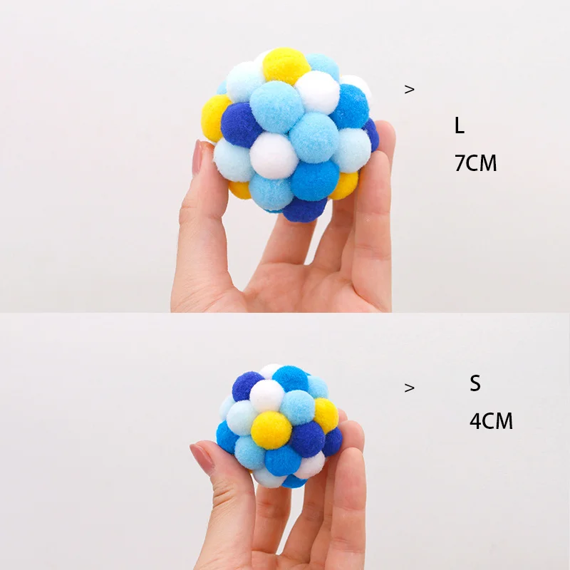 Bola de peluche para gato y perro, juguete con campana de arcoíris, suministros para mascotas, bola silenciosa, bola de hierba gatera navideña, juguete interactivo para gatos, cosas para gatos de peluche - imagen 2