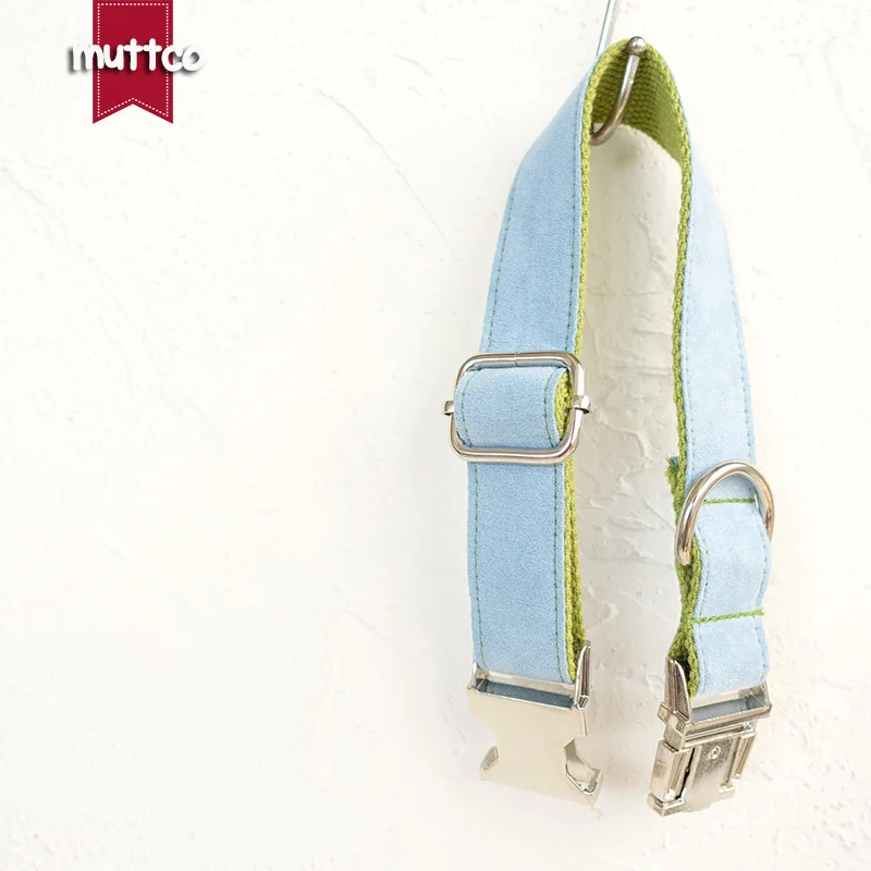 MUTTCO venta al por menor collar de diseño propio COLLAR COLGANTE VERDE hecho a mano poliéster satinado y nylon wathet azul y verde 5 tamaños UDC033 - imagen 4
