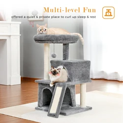 Árbol para gatos multinivel con poste sisal y plataformas acolchadas