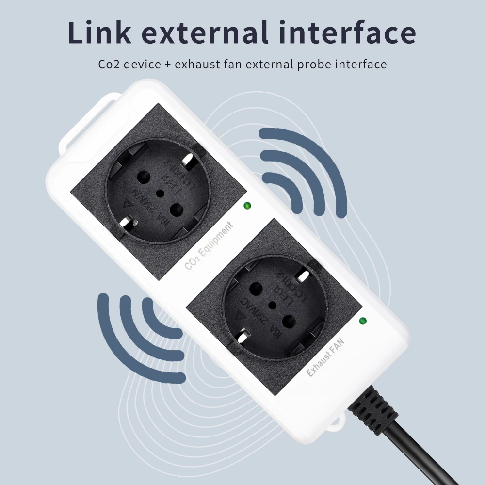 Detector de CO2 con enchufe UE y EE. UU., Monitor de calidad del aire, 0-5000PPM, Control de concentración de CO2, precisión, regulador de dióxido de carbono para invernadero - imagen 2