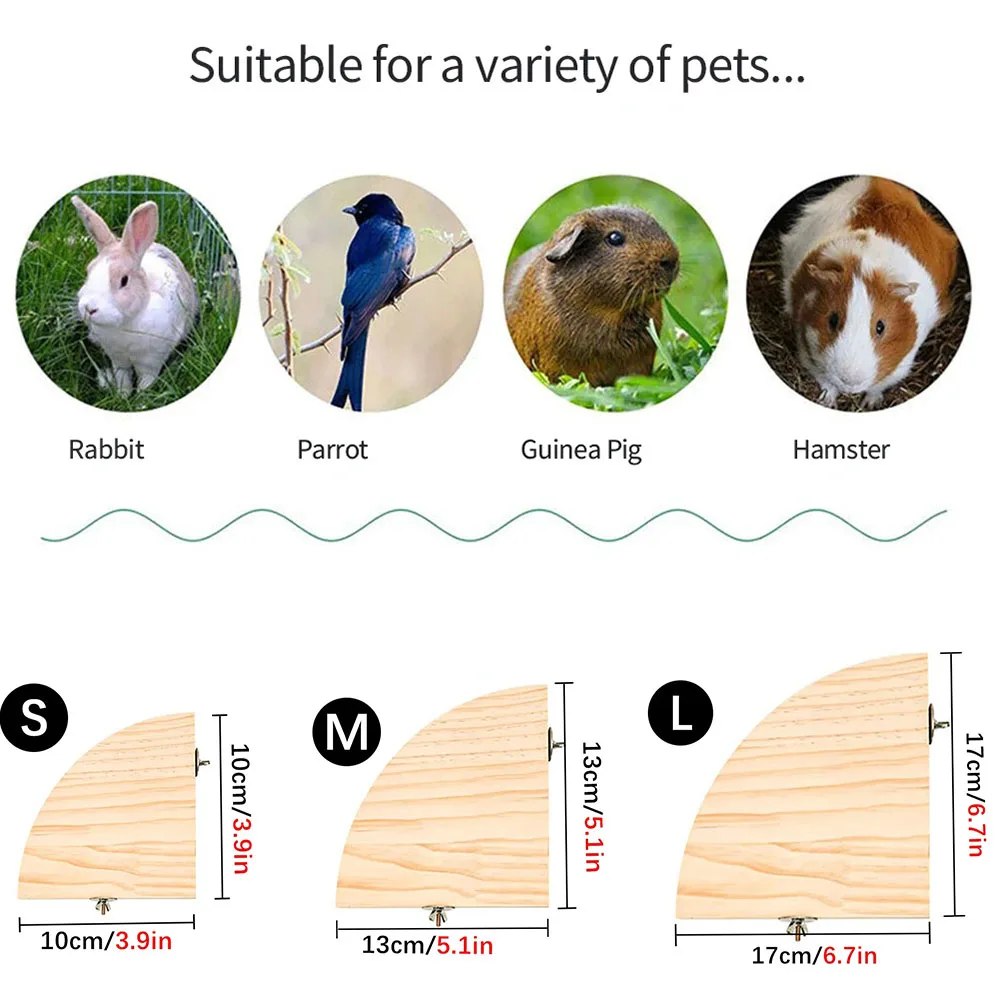 Soporte de percha de madera para loros y pájaros, plataforma rectangular en forma de abanico, tablero de soporte para periquitos, hámster, gerbil, jaula para ratas, suministros de jaula para pájaros - imagen 3