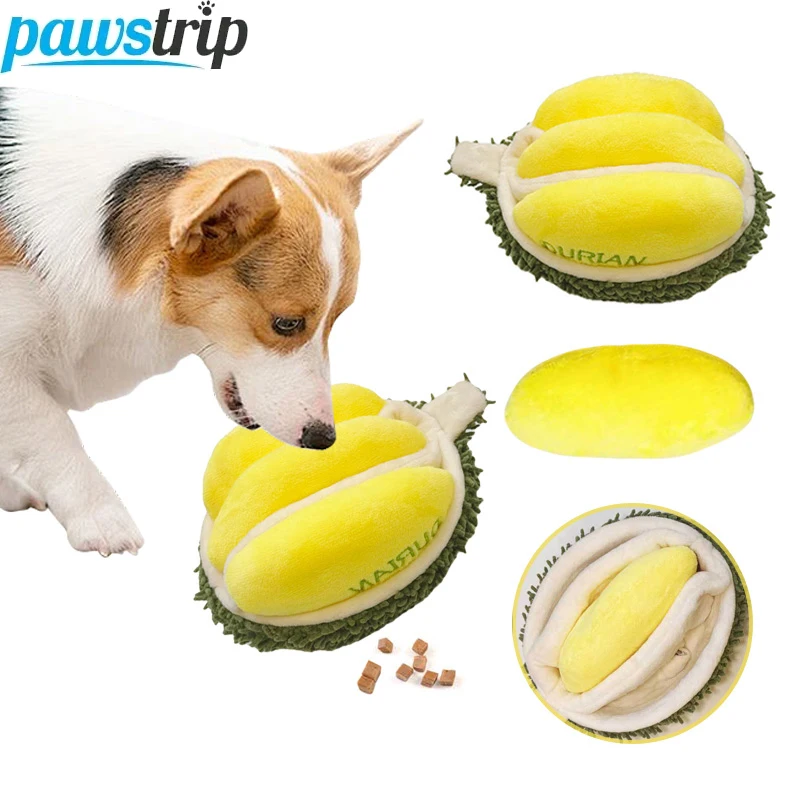 Juguetes interactivos con chirrido para perros, juguete de peluche Durian para mascotas, juguete para olfatear para perros pequeños y grandes, resistente a mordeduras, juguetes con sonido para cachorros, suministros para mascotas
