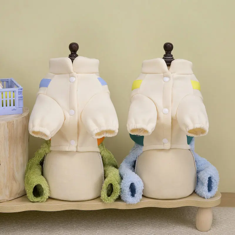 Animal de compagnie Otoño/Invierno de felpa de cuatro patas Teddy Schnauzer mono de Color cruzado pijamas para perros ropa para cachorros para perros pequeños - imagen 5