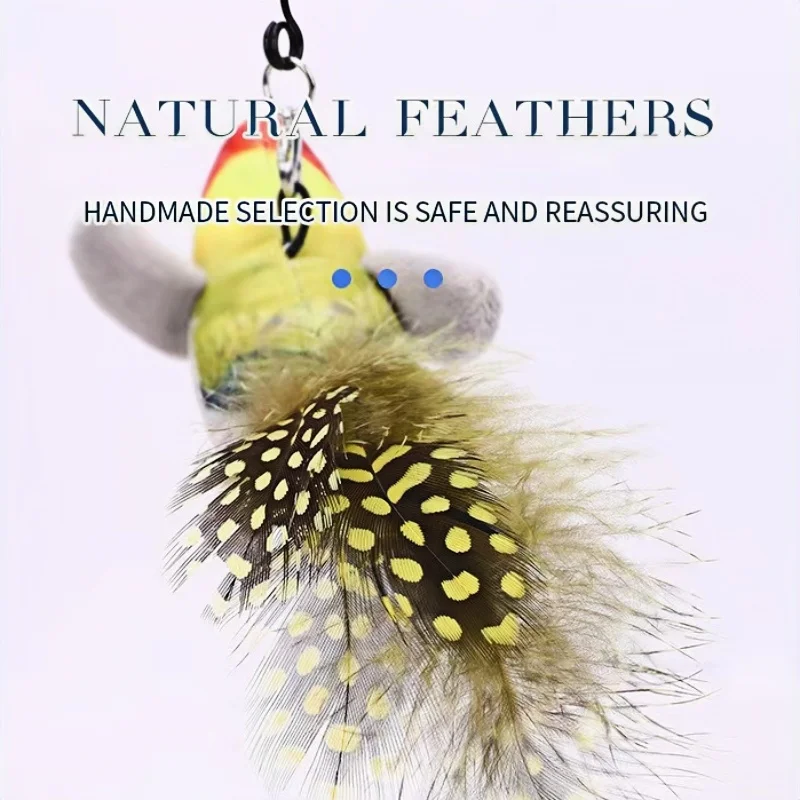 Juguetes interactivos para gatos, pájaro volador, juguete para gatos, alas batientes, hierba gatera, juguete para gatos, juguetes para gatitos activados por tacto con pluma - imagen 5