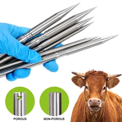 Aguja de punción de nariz de toro de acero inoxidable para gestión de vacas y ganado, herramienta de perforación de agujeros práctica para uso de ranchos de animales