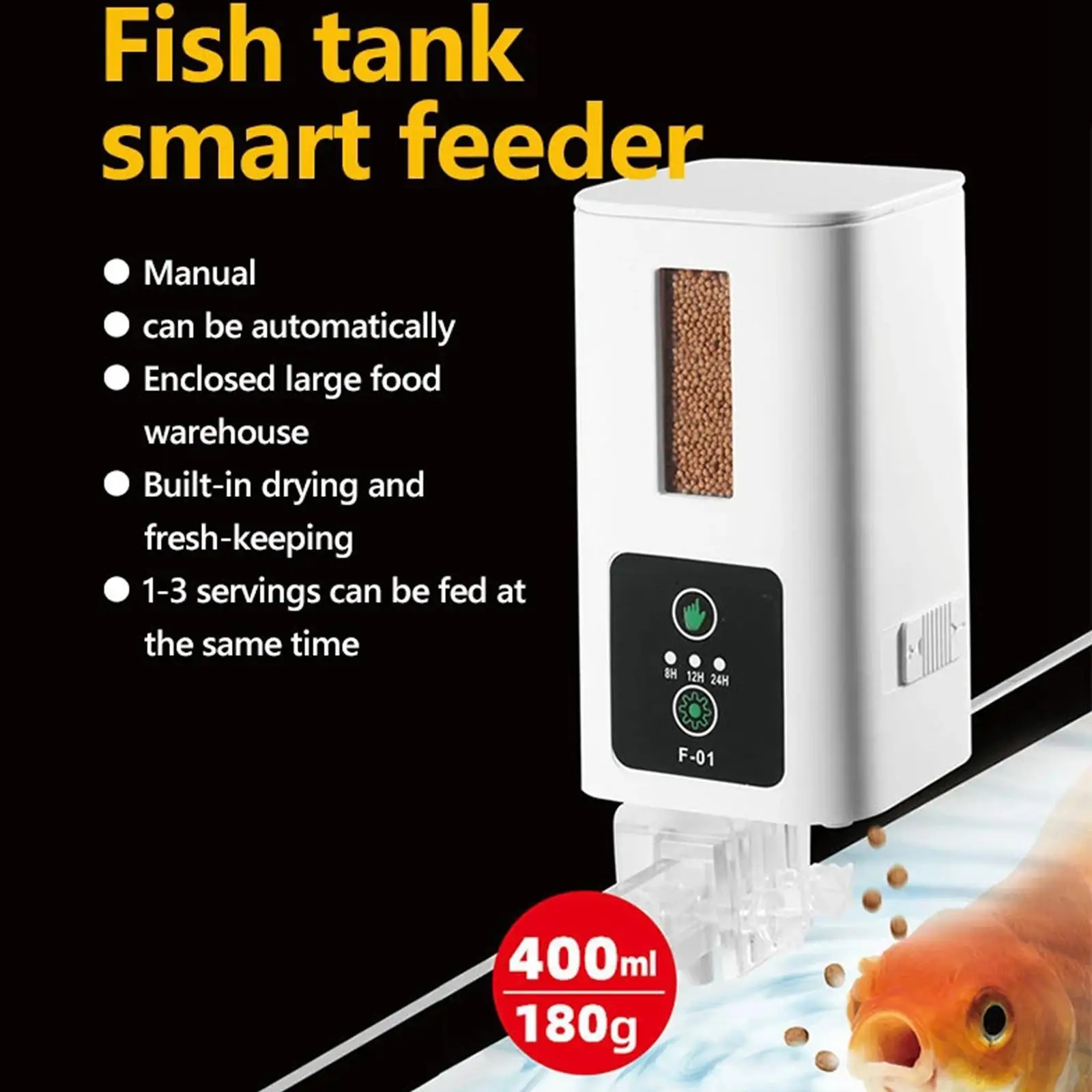 Automatic Fish Feeder Fish Tank Feeder Digital Power Control Dispenser for Everyday