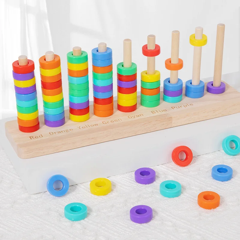 Juego de anillas numéricas de madera – Montessori para niños - imagen 4