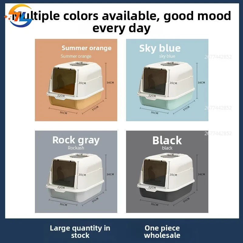 Cuenco de arena para gatos cerrado grande, cuchara de arena abatible, cuchara de arena para inodoro para gatos extraíble, fácil de limpiar - imagen 2