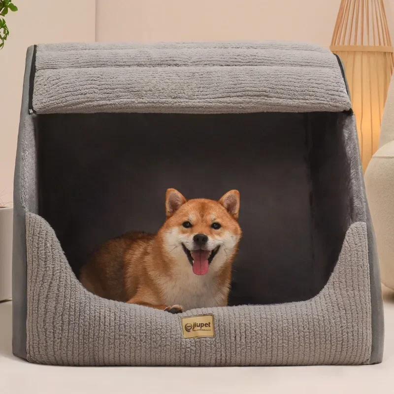 Perrera de invierno cálida para perros medianos y grandes Golden Retriever extraíble y lavable cama cerrada para perros Villa para gatos arena para gatos arena para mascotas - imagen 2