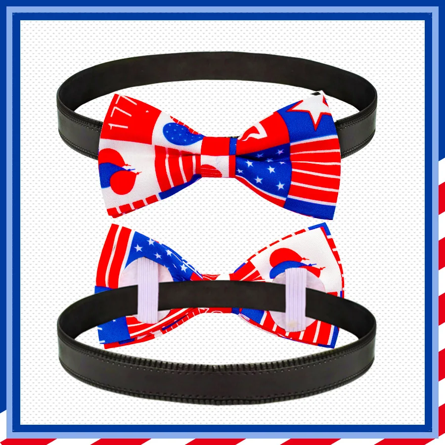 50/100ps American Independence Day Dog Accessories Dog Collar Bow Tie Slidable Dog Collar Accessories Pet Supplies For 4th July - imagen 4