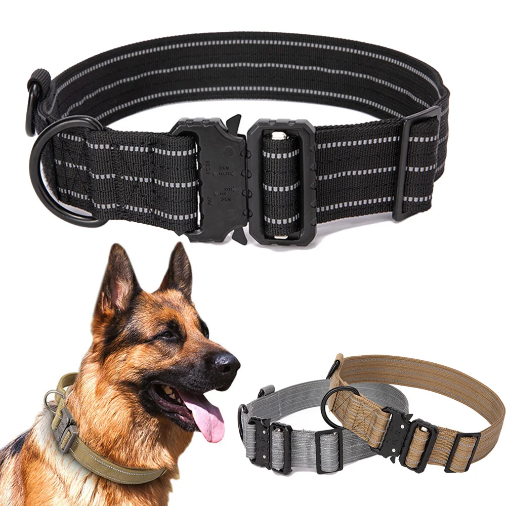 Collar reflectante para perros de alta resistencia, Collar de entrenamiento clásico ajustable, tiras reflectantes de seguridad nocturna para perros medianos y grandes