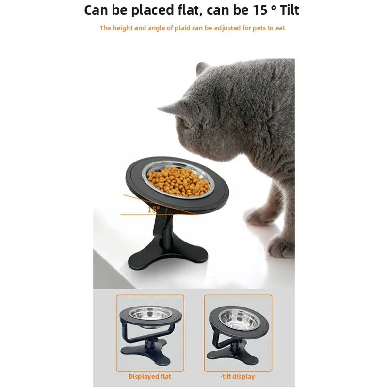 Cuenco con soporte de acero inoxidable de pie alto para mascotas, altura ajustable, previene golpes, cuenco de arroz para gatos, suministros de alimentación para mascotas, accesorios - imagen 5