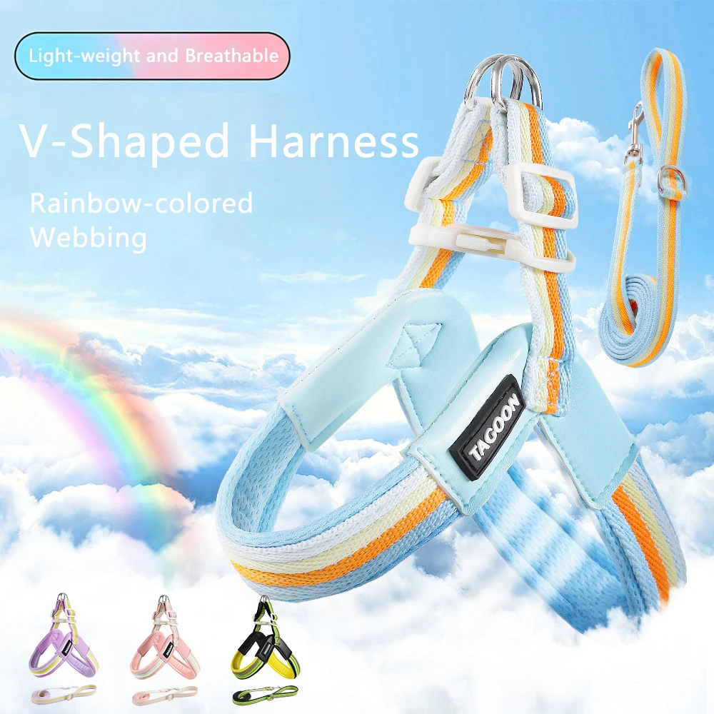 Juego de correas para perros y mascotas, 3 uds., con bolsas, arnés ajustable en forma de V para cachorros, correa para el pecho transpirable a rayas, accesorios para perros - imagen 2