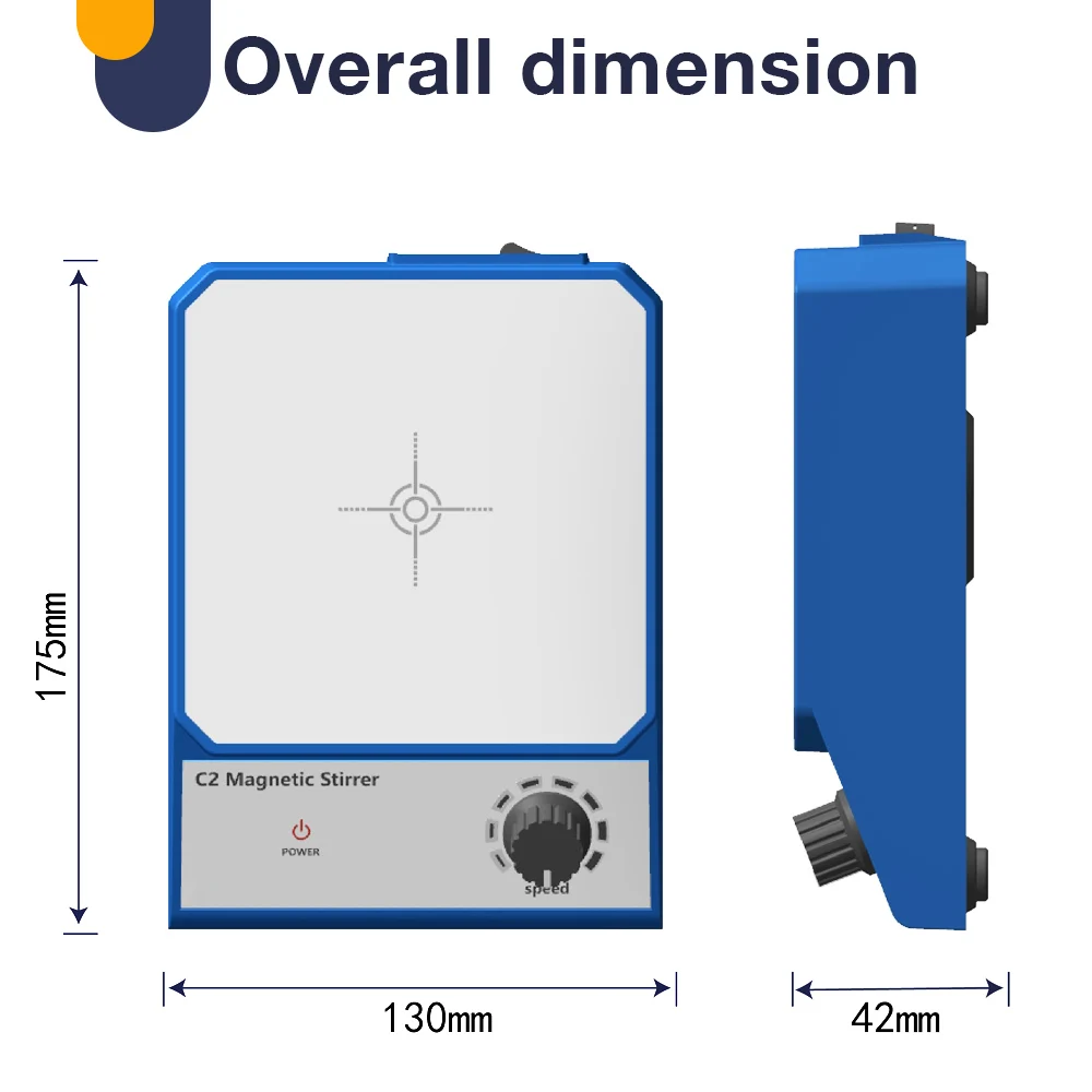 Agitador magnético C2, Control electrónico de velocidad, mezclador magnético de 2500rpm con barra agitadora, mezclador de líquidos de 2000ml, agitador con enchufe UE y EE. UU. para laboratorio - imagen 4