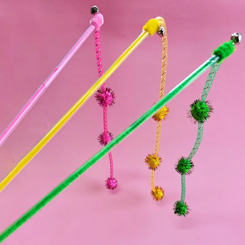 Juguete para gatos, pelota de lana, palos para gatos, juguetes para gatos, palo elástico interactivo, juguetes para gatos, bola colorida, juguete con borlas, rompecabezas para gatitos