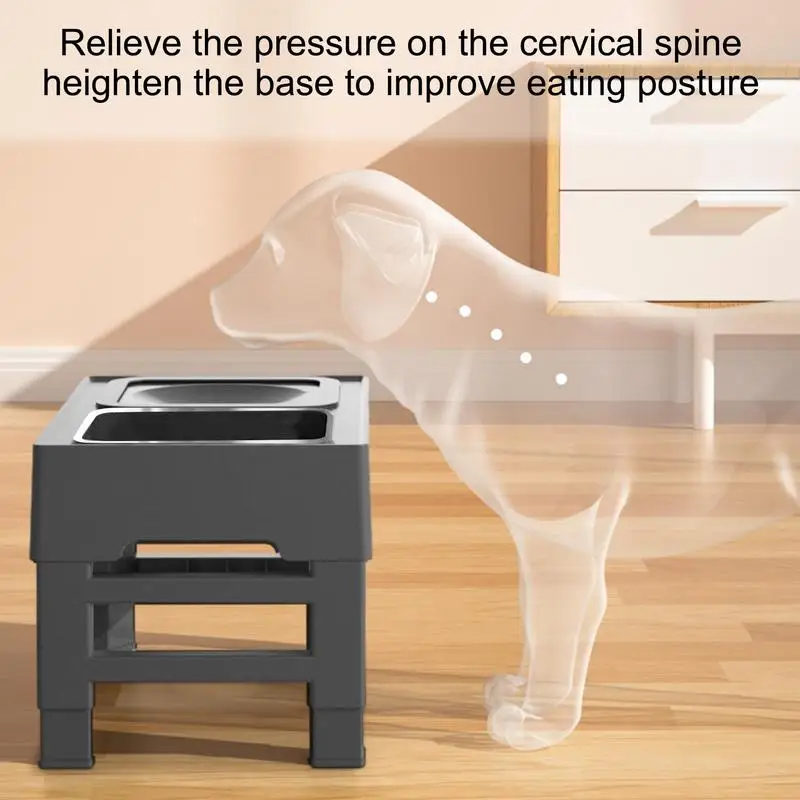 Cuenco ajustable para perros, comedero para perros, cuencos elevados a prueba de suciedad con 2 tazones de comida, doble comedor, plato de comida de acero - imagen 5