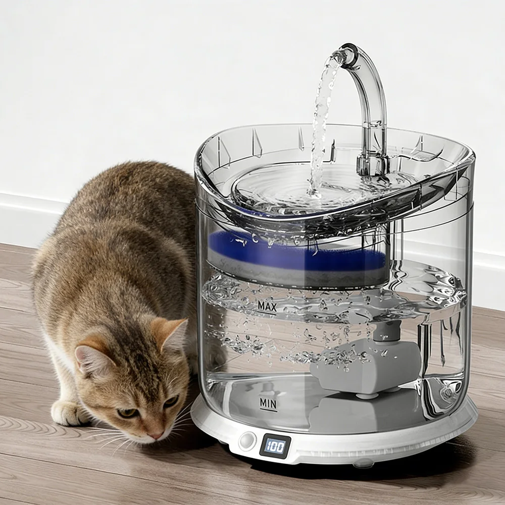 Bebedero automático 2L con filtro para gatos y perros – Silencioso y recargable USB