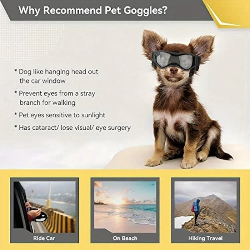Gafas para perros de razas pequeñas, gafas de sol para perros de razas pequeñas, gafas de protección UV para cachorros pequeños, conducción al aire libre - imagen 5
