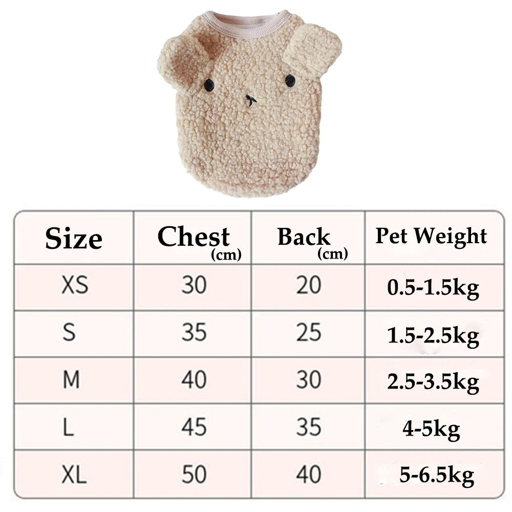 Jersey cálido de invierno para perros, abrigo, suéter de oso de peluche, chaleco para perros pequeños y medianos, ropa bonita para perros de peluche, disfraz grueso para mascotas - imagen 5