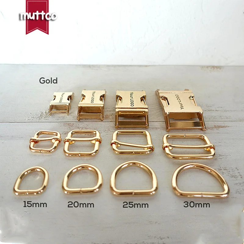 10 unids/lote (hebilla de metal + hebilla de ajuste + anillo D) accesorio diy 4 colores, ofrecemos grabado láser logotipo personalizado - imagen 2