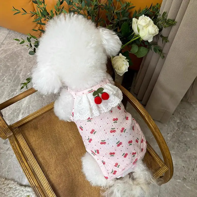 Camisola Floral para mascotas, abrigo Base, mono con banda para el vientre para primavera/verano, perro, gato, pequeño oso de peluche, pijamas para el hogar, ropa para cachorros - imagen 4