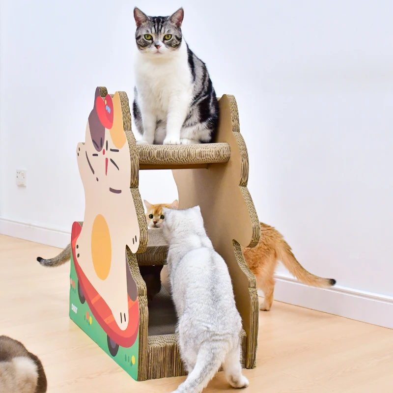 Tablero grande para rascar gatos, marco de escalada para gatos de papel corrugado con nido, tabla de molienda de garra de gato extragrande integrada