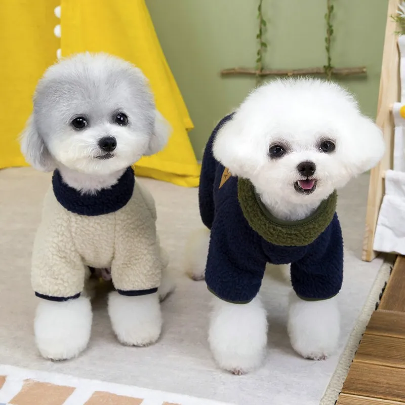 Mono de invierno para perros, ropa de lana para perros, abrigo sólido para perros, pijamas cálidos de cuatro patas, monos para Chihuahua Yorkshire, ropa gruesa para mascotas - imagen 5