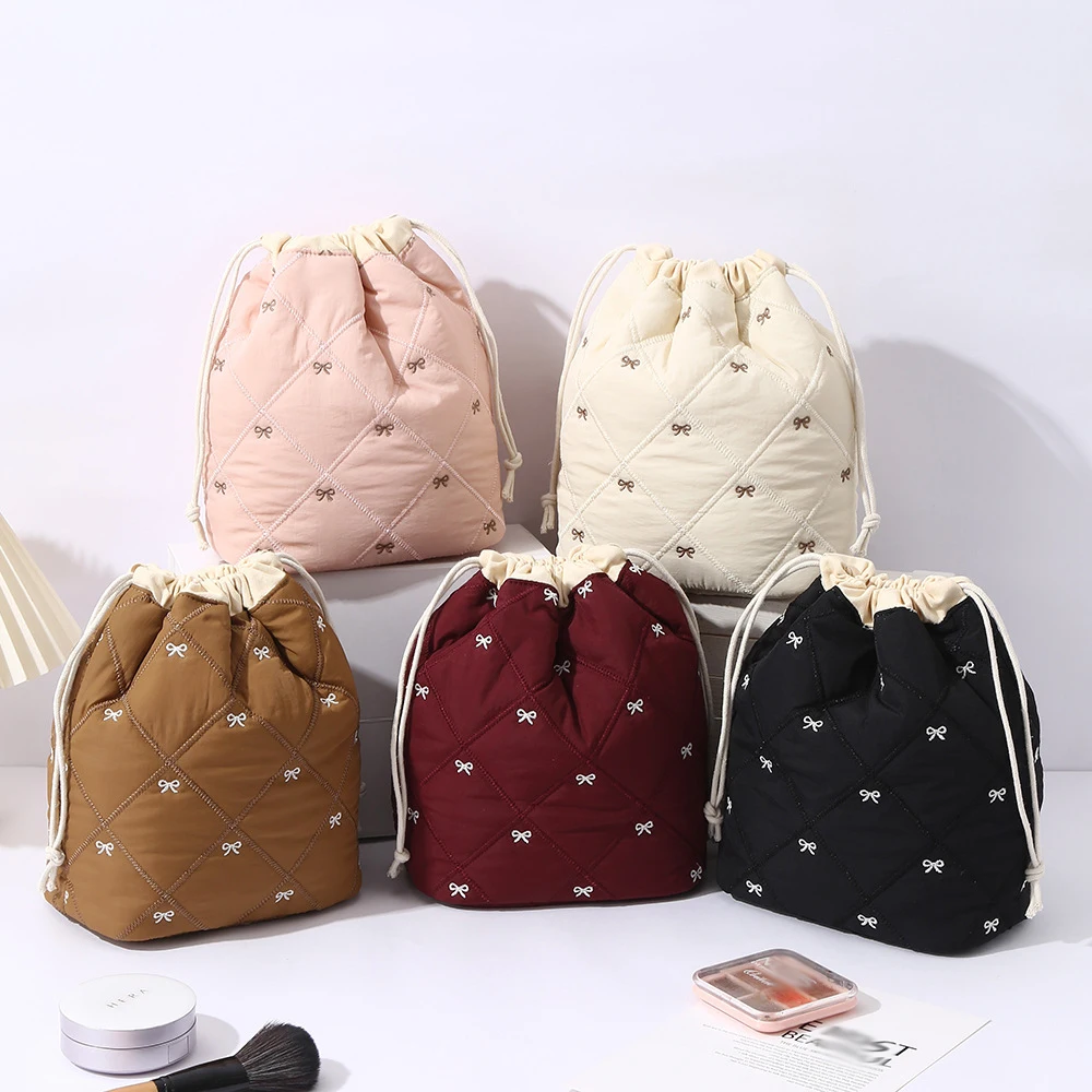 Bolsa de maquillaje elegante de gran capacidad • Lindo organizador de cosméticos de tela suave • Bolsa de belleza de viaje portátil para mujer - imagen 5