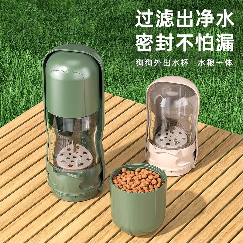 Dispensador agua portátil 2 en 1 plegable LED perros grandes exterior