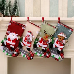 Calcetines navideños de Año Nuevo, bolsas de regalo de muñeco de nieve y oso de alce para regalos de fiesta en casa, adornos colgantes de árbol de Navidad para chimenea, decoración del hogar